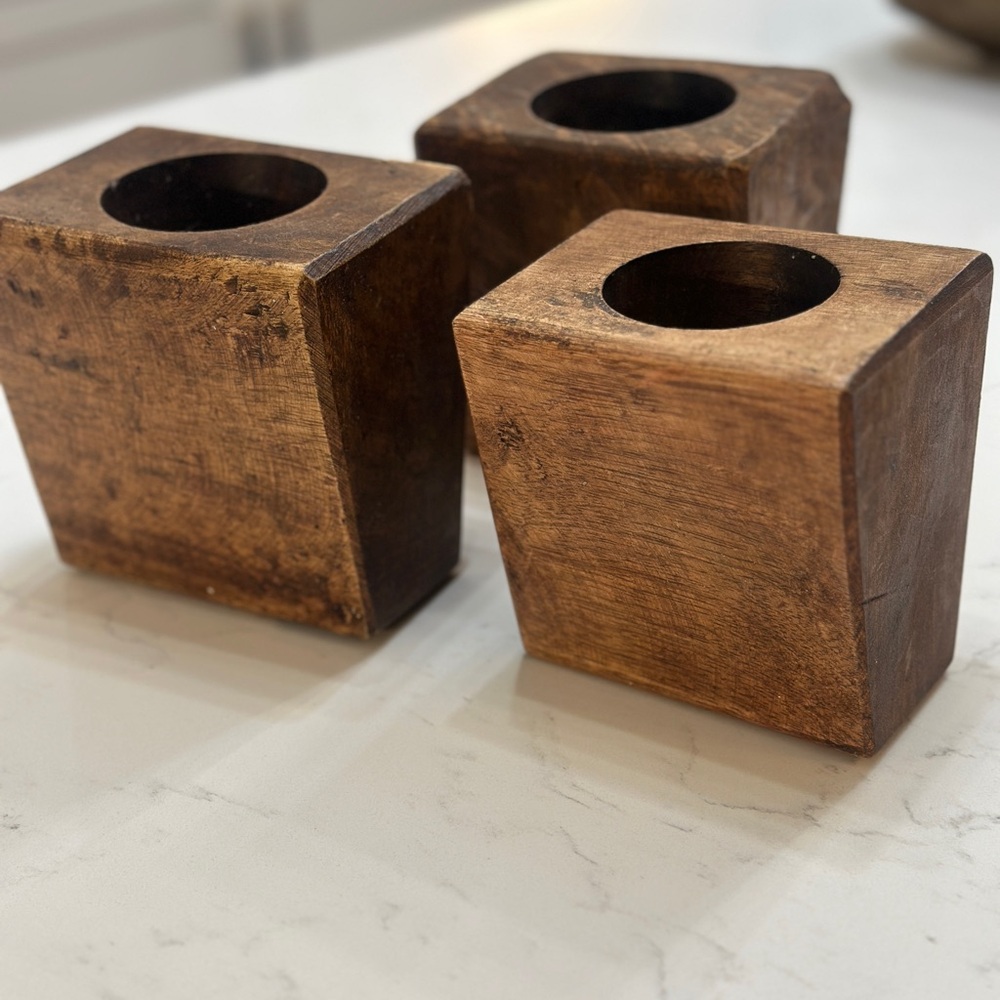 Wooden Square Candle Holders